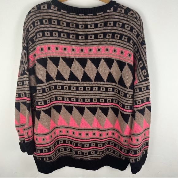BDG Aztec High Low Comfy Crew Neck Sweater - Picture 6 of 9